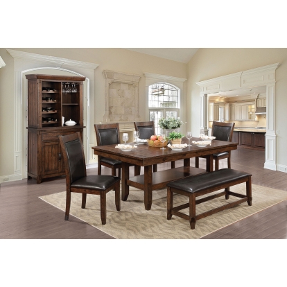 Meagan Transitional Brown Cherry/Espresso 6 Piece Dining Table Set with Bench Model CM3152T-6PC by Furniture of America