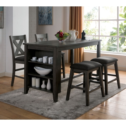 Lana Rustic Gray 5 Piece Dining Table Set (2ST-2PC) Model CM3153GY-PT-5PC-2ST by Furniture of America