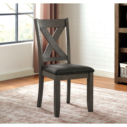 Cilgerran Transitional Gray/Dark Gray Side Chair (Set of 2) Model CM3153GY-SC-2PK by Furniture of America