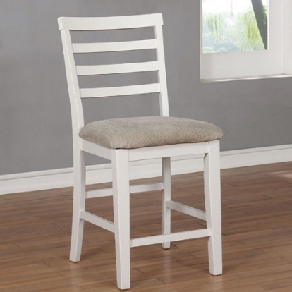 Furniture Of America Kiana Rustic Fabric, Solid Wood, Wood Veneer, Others White Counter Ht. Chair (2/Ctn) | CM3156PC-2PK