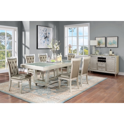 Adelina Transitional Champagne/Warm Gray 7 Piece Dining Table Set Model CM3158T-7PC by Furniture of America