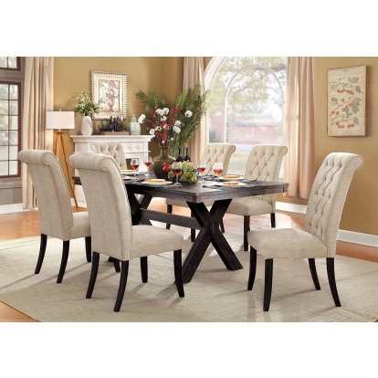 Xanthe Rustic Brushed Black 7 Piece Dining Table Set Model CM3172T-7PC-3564 by Furniture of America