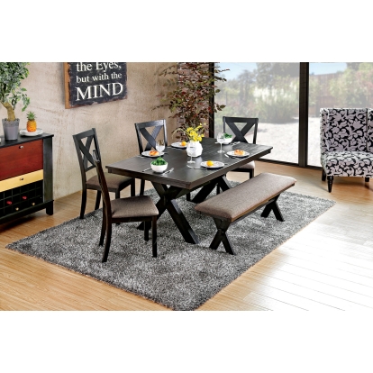 Xanthe Rustic Brushed Black/Warm Gray Dining Table Model CM3172T by Furniture of America