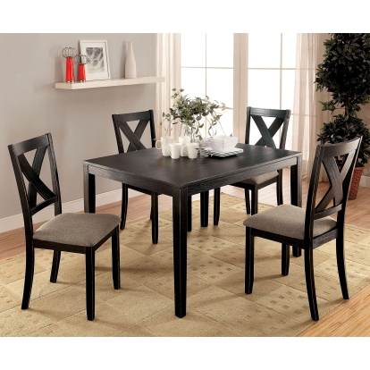 Glenham Transitional Brushed Black 5 Piece Dining Table Set Model CM3175T-5PK by Furniture of America