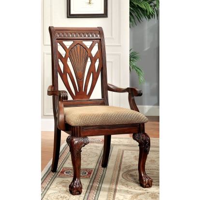 Petersburg Traditional Cherry/Tan Arm Chair (Set of 2) Model CM3185AC-2PK by Furniture of America