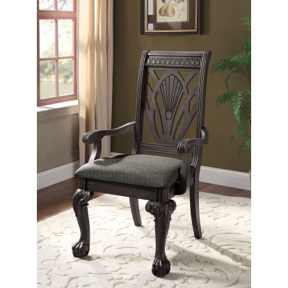 Petersburg Traditional Dark Gray Arm Chair (Set of 2) Model CM3185DG-AC-2PK by Furniture of America