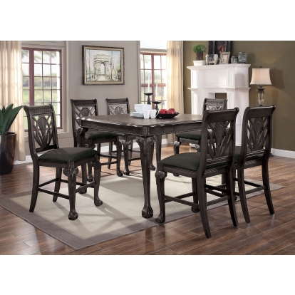 Petersburg Traditional Dark Gray 7 Piece Counter Ht Dining Table Set Model CM3185DG-PT-7PC by Furniture of America