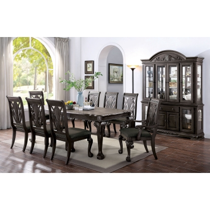 Petersburg Traditional Dark Gray Dining Table with 1 X 18" Leaf Model CM3185DG-T by Furniture of America