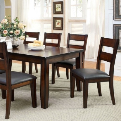 Furniture of America Dickinson Transitional Leatherette Solid with Wood Dark Cherry Dining Table Model CM3187T