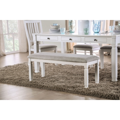 Kaliyah Transitional Antique White Bench Model CM3194BN by Furniture of America