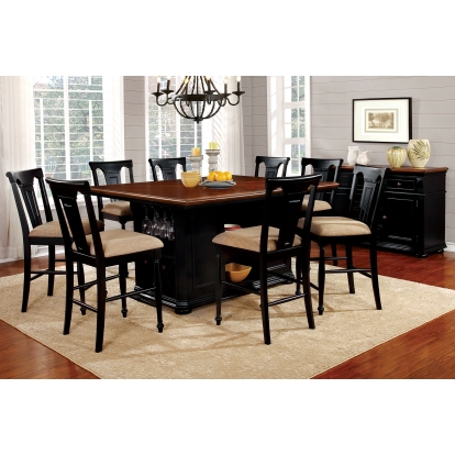 Sabrina Transitional Black/Cherry 7 Piece Dining Table Set Model CM3199BC-PT-7PC by Furniture of America