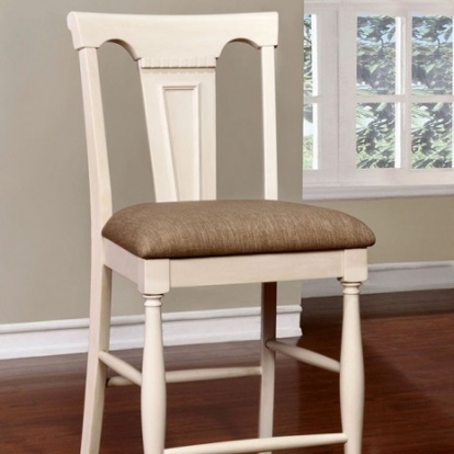 Furniture of America Sabrina Transitional Fabric Solid with Wood Off-White-Tan Counter Ht. Chair (2-Box) Model CM3199WC-PC-2PK