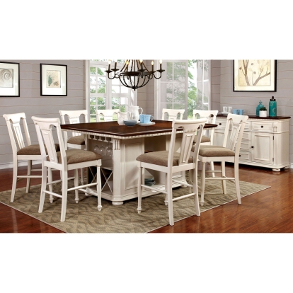 Sabrina Transitional Off-White/Cherry 7 Piece Counter Height Dining Table Set Model CM3199WC-PT-7PC by Furniture of America