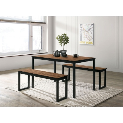 Tripoli Industrial Walnut/Black 3 Piece Dining Set Model CM3202BR-T-3PK by Furniture of America