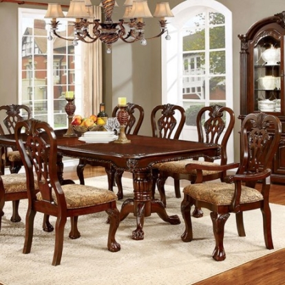 Furniture of America Elana Traditional Solid with Wood Veneer Brown Cherry Dining Table Model CM3212T-TABLE