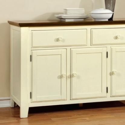 Furniture of America Harrisburg Transitional Solid with Wood Veneer Vintage White-Dark Oak Server Model CM3216SV