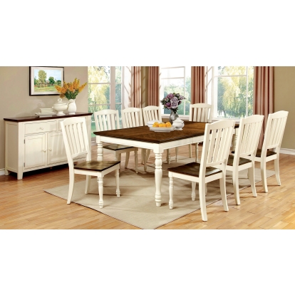Harrisburg Transitional Vintage White/Dark Oak Dining Table with 18" Butterfly Leaf Model CM3216T by Furniture of America