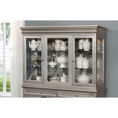 Furniture Of America Amina Transitional Glass, Solid Wood, Wood Veneer, Others Champagne Hutch | CM3219H