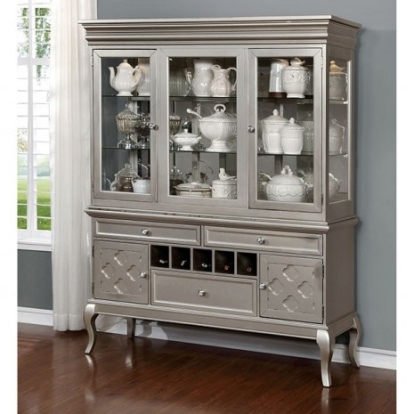 Furniture Of America Amina Transitional Glass, Solid Wood, Wood Veneer, Others Champagne Hutch & Buffet | CM3219HB-SET