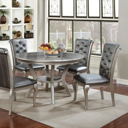 Furniture of America Amina Transitional Solid with Wood Veneer Champagne Round Dining Table Model CM3219RT