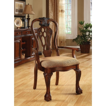 George Town Traditional Cherry/Beige Arm Chair (Set of 2) Model CM3222AC-2PK by Furniture of America