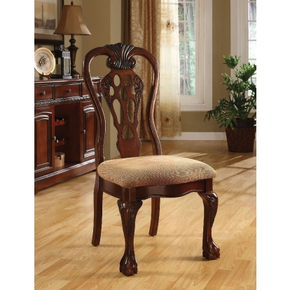 George Town Traditional Cherry/Beige Side Chair (Set of 2) Model CM3222SC-2PK by Furniture of America