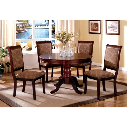 St. Nicholas Transitional Antique Cherry 5 Piece Round Dining Table Set Model CM3224RT-5PC by Furniture of America