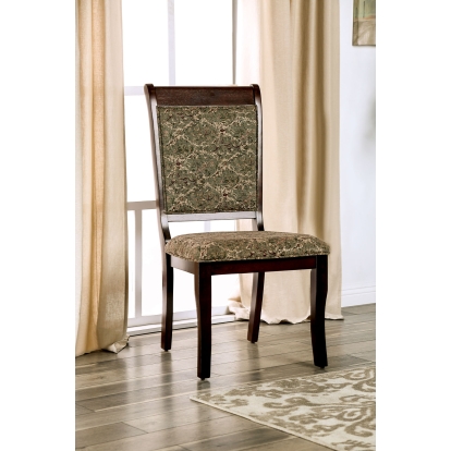 St. Nicholas Transitional Antique Cherry/Beige Side Chair (Set of 2) Model CM3224SC-2PK by Furniture of America