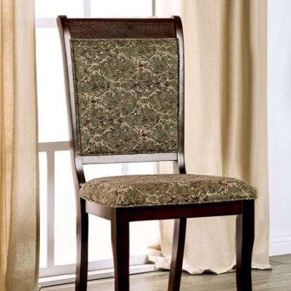 Furniture Of America St. Nicholas Transitional Fabric, Solid Wood, Wood Veneer, Others Antique Cherry/Beige Side Chair (2/Box) | CM3224SC-2PK