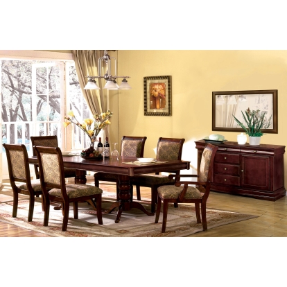St. Nicholas Transitional Antique Cherry 7 Piece Dining Table Set (Includes 2 Arm Chairs & 4 Side Chairs) Model CM3224T-7PC by Furniture of America