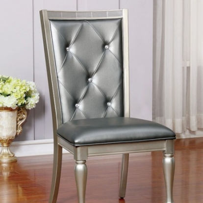 Furniture of America Sarina Transitional Leatherette Solid with Wood Silver Side Chair (2-Box) Model CM3229SC-2PK