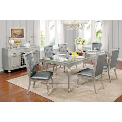 Sarina Transitional Silver 7 Piece Dining Table Set Model CM3229T-7PC by Furniture of America