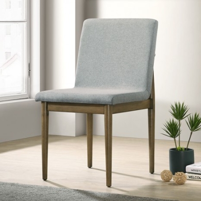 Furniture of America St Gallen Mid-Century Modern Fabric Solid with Wood Natural Tone-Light Gray Chair (2-Ctn) Model CM3244NT-SC-2PK