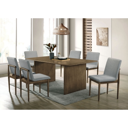 St Gallen Mid-Century Modern Natural Tone/Light Gray 7 Piece Dining Table Set Model CM3244NT-T-7PC by Furniture of America