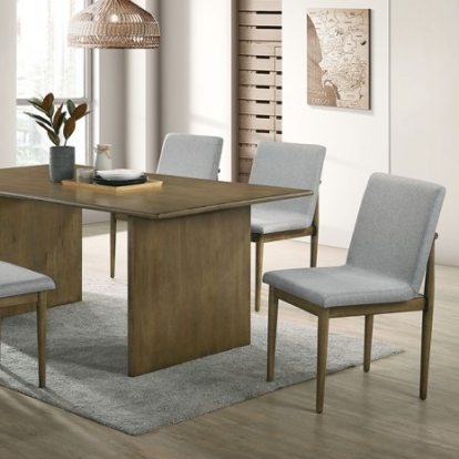 Furniture Of America St Gallen Mid-Century Modern Fabric, Solid Wood Natural Tone/Light Gray Dining Table | CM3244NT-T