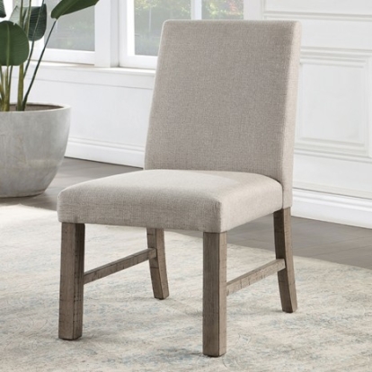 Furniture of America San Antonio Rustic Fabric Solid with Wood Veneer Gray Side Chair Model CM3251GY-SC-2PK