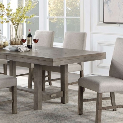 Furniture Of America San Antonio Rustic Fabric, Solid Wood, Wood Veneer, Others Gray Dining Table | CM3251GY-T