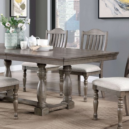 Furniture of America Newcastle Transitional Solid with Wood Veneer Antique Gray-Gray Dining Table Model CM3254GY-T-TABLE
