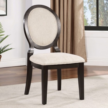 Furniture Of America Newforte Transitional Fabric, Solid Wood, Wood Veneer, Others Espresso/Ivory Side Chair | CM3260EX-SC-2PK