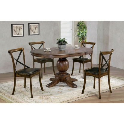 August Traditional Light Oak 5 Piece Oval Dining Table Set Model CM3305OT-5PC-3148 by Furniture of America