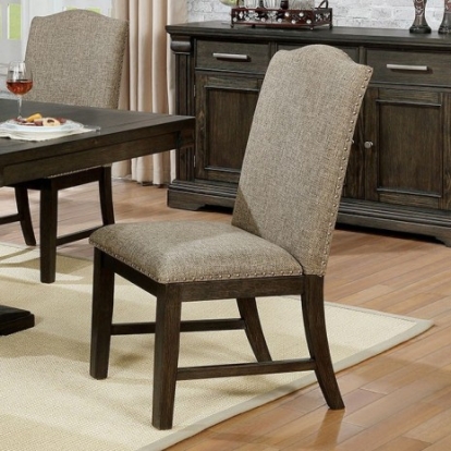 Furniture Of America Faulk Transitional Fabric, Solid Wood, Paper Veneer, Others Espresso/Warm Gray Side Chair (2/Ctn) | CM3310SC-2PK