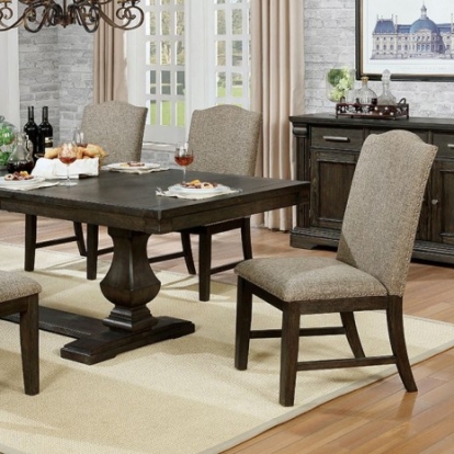 Furniture Of America Faulk Transitional Solid Wood, Paper Veneer, Others Espresso/Warm Gray Dining Table | CM3310T-TABLE