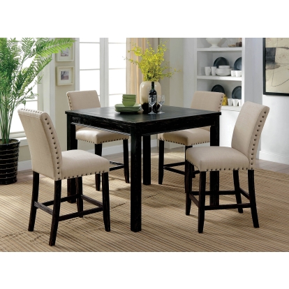 Kristie Rustic Antique Black 5 Piece Counter Height Table Set Model CM3314PT-5PK by Furniture of America