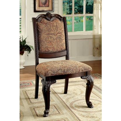 Bellagio Traditional Brown Cherry/Brown Fabric Side Chair (Set of 2) Model CM3319F-SC-2PK by Furniture of America