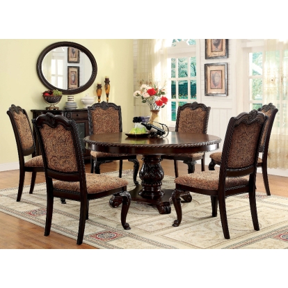 Bellagio Traditional Brown Cherry 5 Piece Dining Table Set Model CM3319RT-5PC-FABRIC by Furniture of America