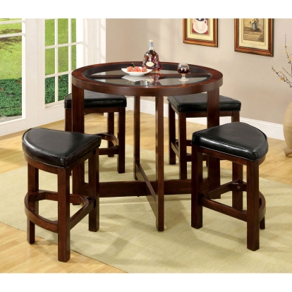 Crystal Cove Contemporary Dark Walnut 5 Piece Round Counter Height Table Set (K/D) Model CM3321PT-5PK by Furniture of America