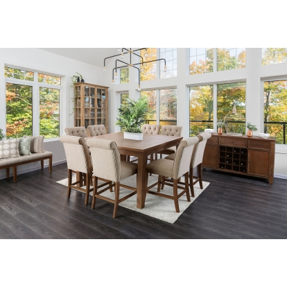 Sania Rustic Oak 9 Piece Counter Height Dining Table Set Model CM3324A-PT-54-9PC by Furniture of America