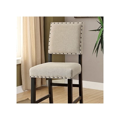 Furniture of America Sania Rustic Fabric Solid with Wood Veneer Antique Black-Beige Bar Chair (2-Box) Model CM3324BK-BC-2PK