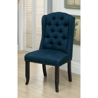 Sania Rustic Antique Black/Blue Wingback Chair (Set of 2) Model CM3324BK-BL-SC-2PK by Furniture of America