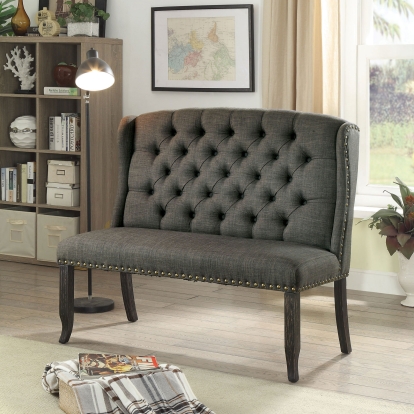 Sania Rustic Antique Black/Gray 2-Seater Loveseat Bench Model CM3324BK-GY-BN by Furniture of America
